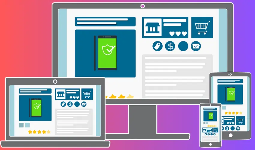 E-Commerce Website Development dashboard with online store interface